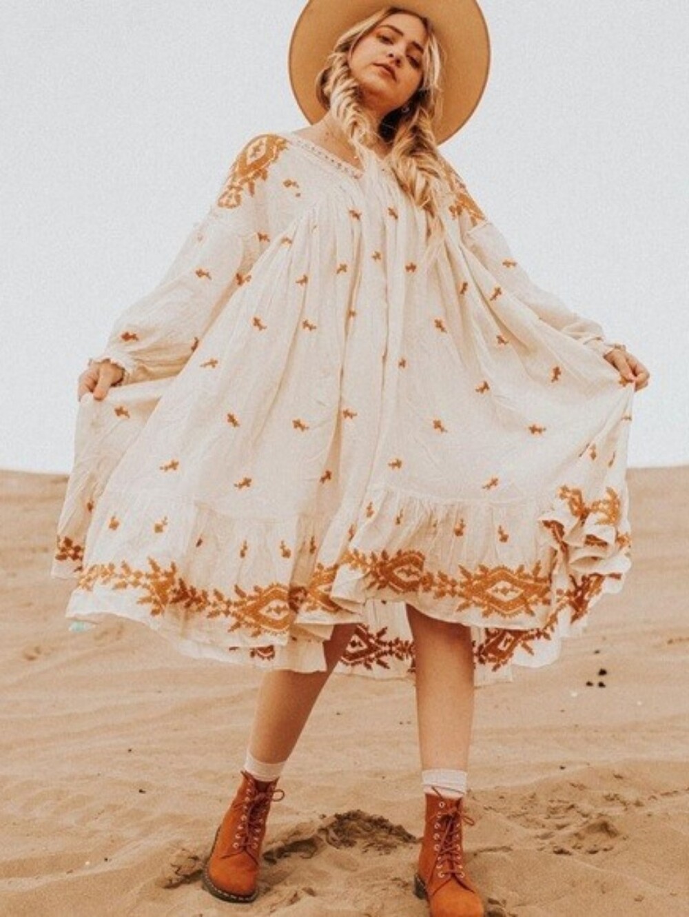 Free People Lavender Fields Boho Cotton Dress Size XL